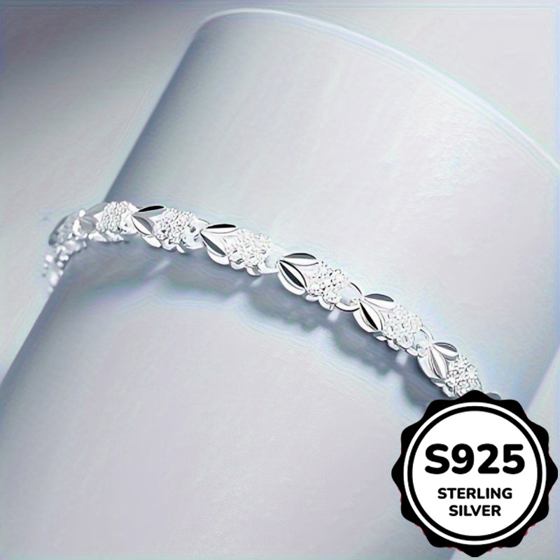 Women's S925 Silver Four-Leaf Clover Bracelet, Exquisite Gift